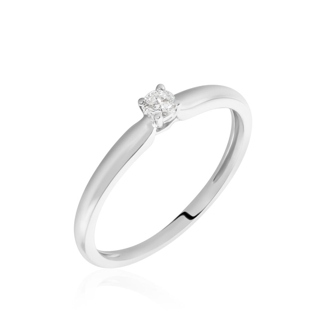 Bague Solitaire Flora Or Blanc Diamant - Bagues solitaires Femme | Histoire d’Or