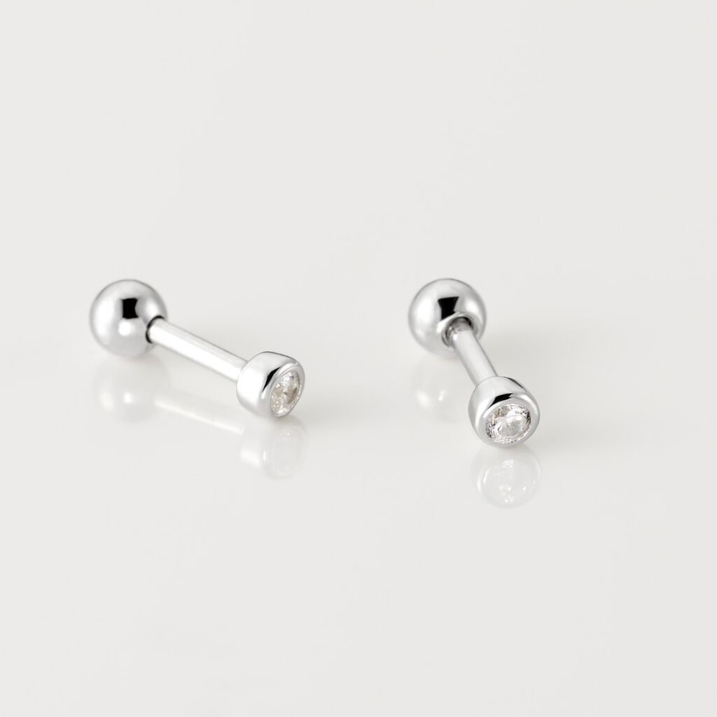 Boucles D'oreilles Puces Anani Argent Blanc Oxyde De Zirconium - Boucles d'oreilles fantaisie Femme | Histoire d’Or