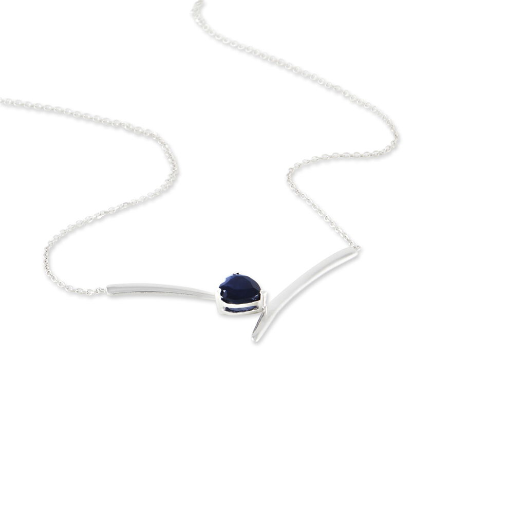 Collier Renaldine Or Blanc Saphir - Colliers Coeur Femme | Histoire d’Or