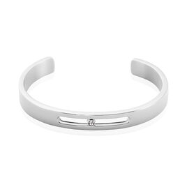 Bracelet Jonc Zeto Acier Blanc Strass - Bracelets fantaisie Homme | Histoire d’Or