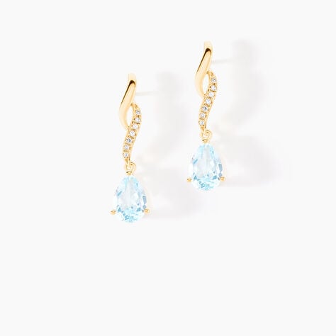 Boucles D'oreilles Pendantes Or Jaune Assaf Topaze - Boucles d'oreilles pendantes Femme | Histoire d’Or