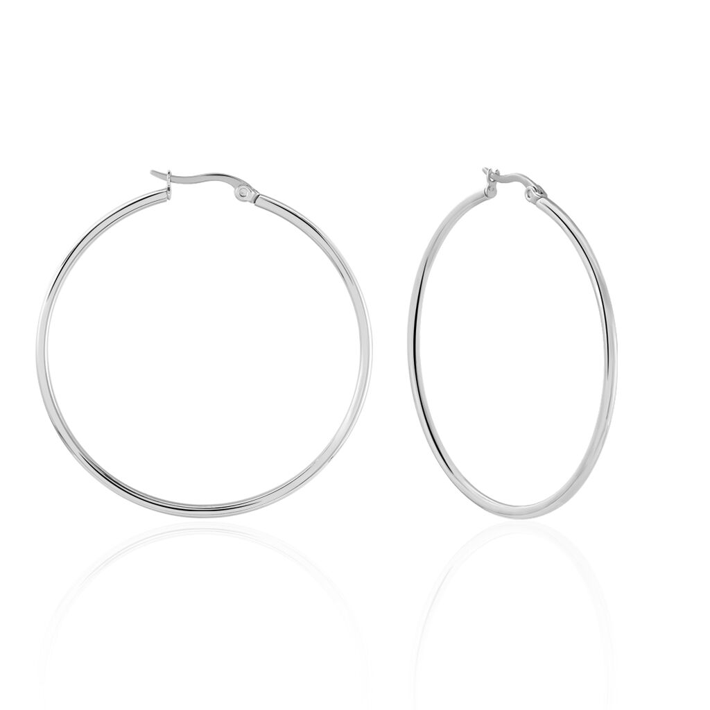 Cr&eacute;oles Carmela Acier Blanc - Boucles d'oreilles cr&eacute;oles Femme | Histoire d&rsquo;Or