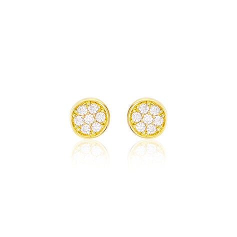 Boucles D'oreilles Puces Dorie Pastille Serti Clos Or Jaune Oxyde - Clous d'oreilles Femme | Histoire d&rsquo;Or