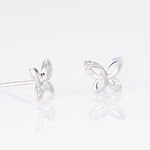 Boucles D'oreilles Puces Papillon Or Blanc Diamant - Clous d'oreilles Femme | Histoire d&rsquo;Or