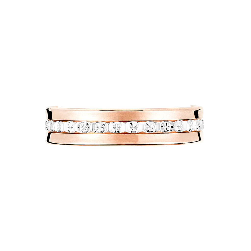 Alliance Fantaisie Diamantee Ruban Plat Or Bicolore - Alliances Unisex | Histoire d&rsquo;Or