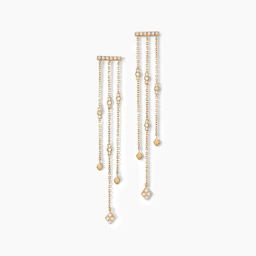 Boucles D'oreilles Pendantes Eclat D'etoile Or Jaune Oxyde - Boucles d'oreilles pendantes Femme | Histoire d’Or