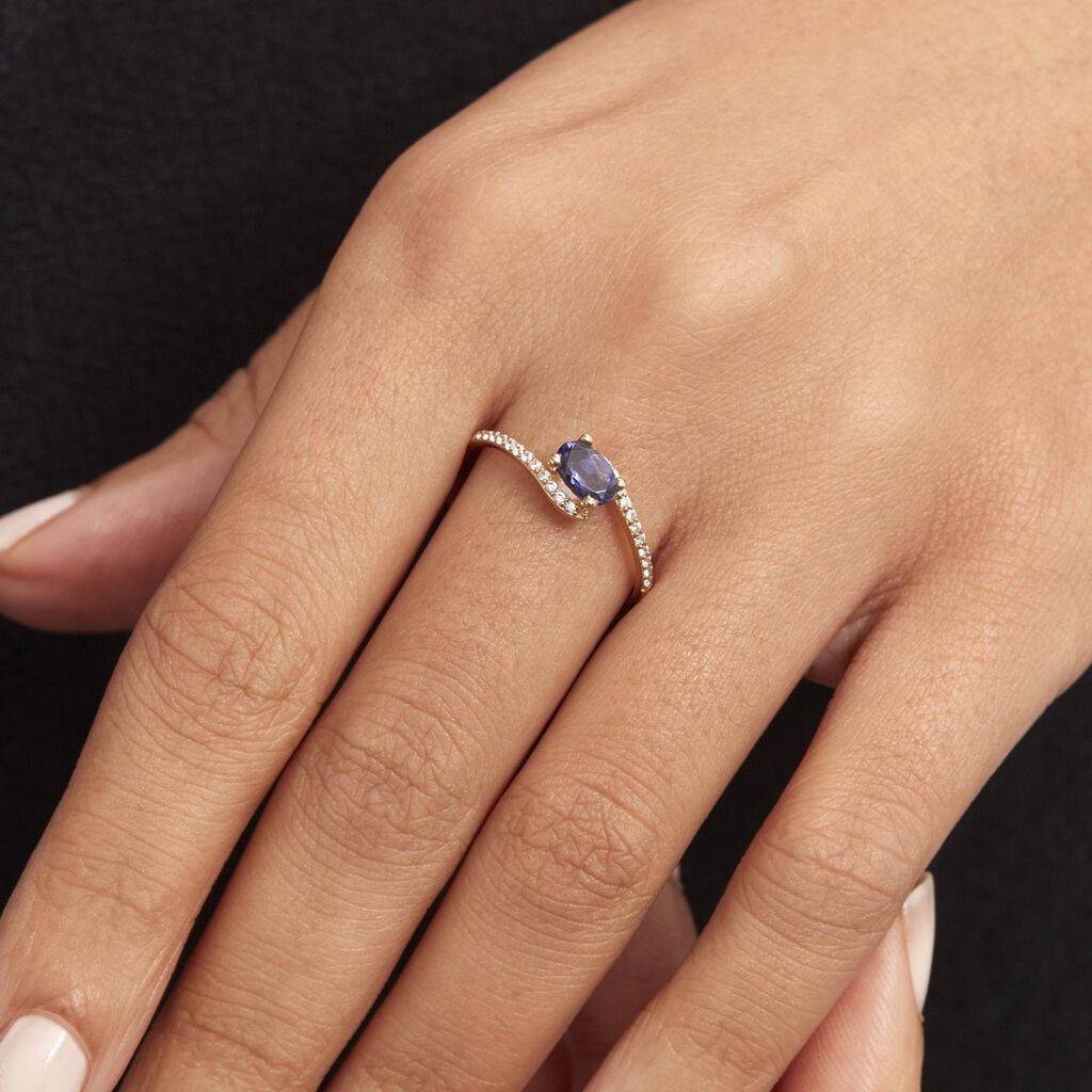 Bague Loriane Or Jaune Iolite Et Oxyde De Zirconium - Bagues solitaires Femme | Histoire d’Or