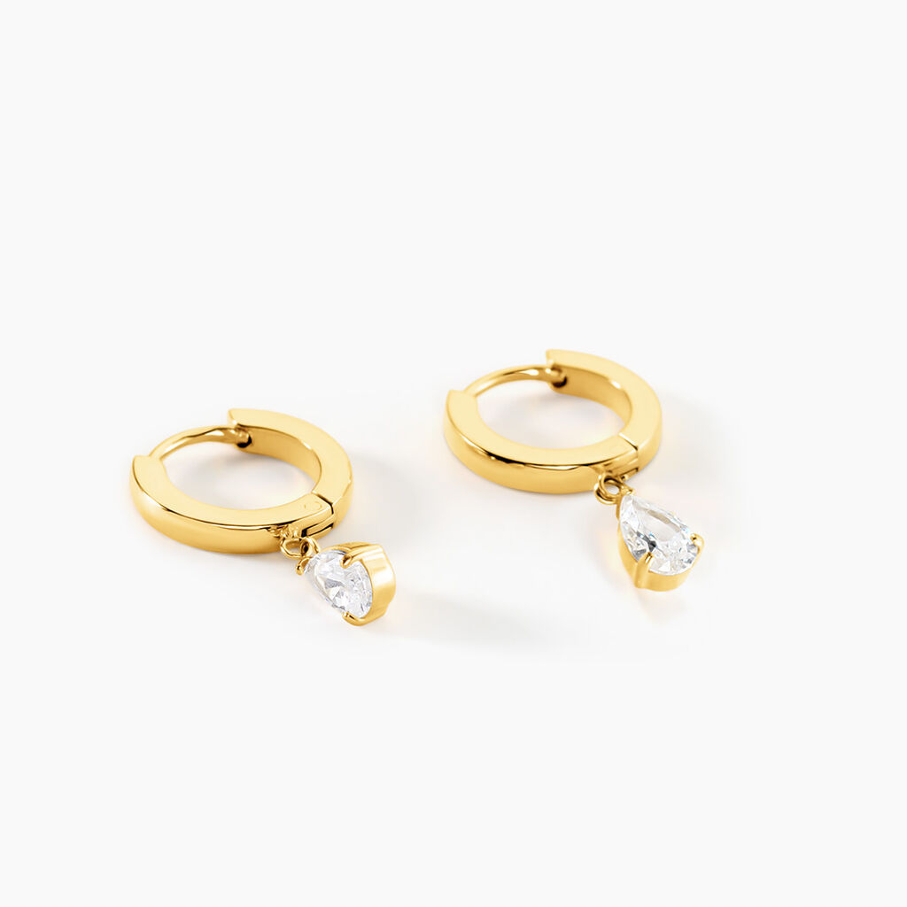 Cr&eacute;oles Ivy Acier Jaune Oxyde De Zirconium - Boucles d'oreilles cr&eacute;oles Femme | Histoire d&rsquo;Or