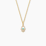 Pendentif Fatima Argent Dor&eacute; A L'Or 750/1000 Oxyde De Zirconium - Pendentifs Femme | Histoire d&rsquo;Or