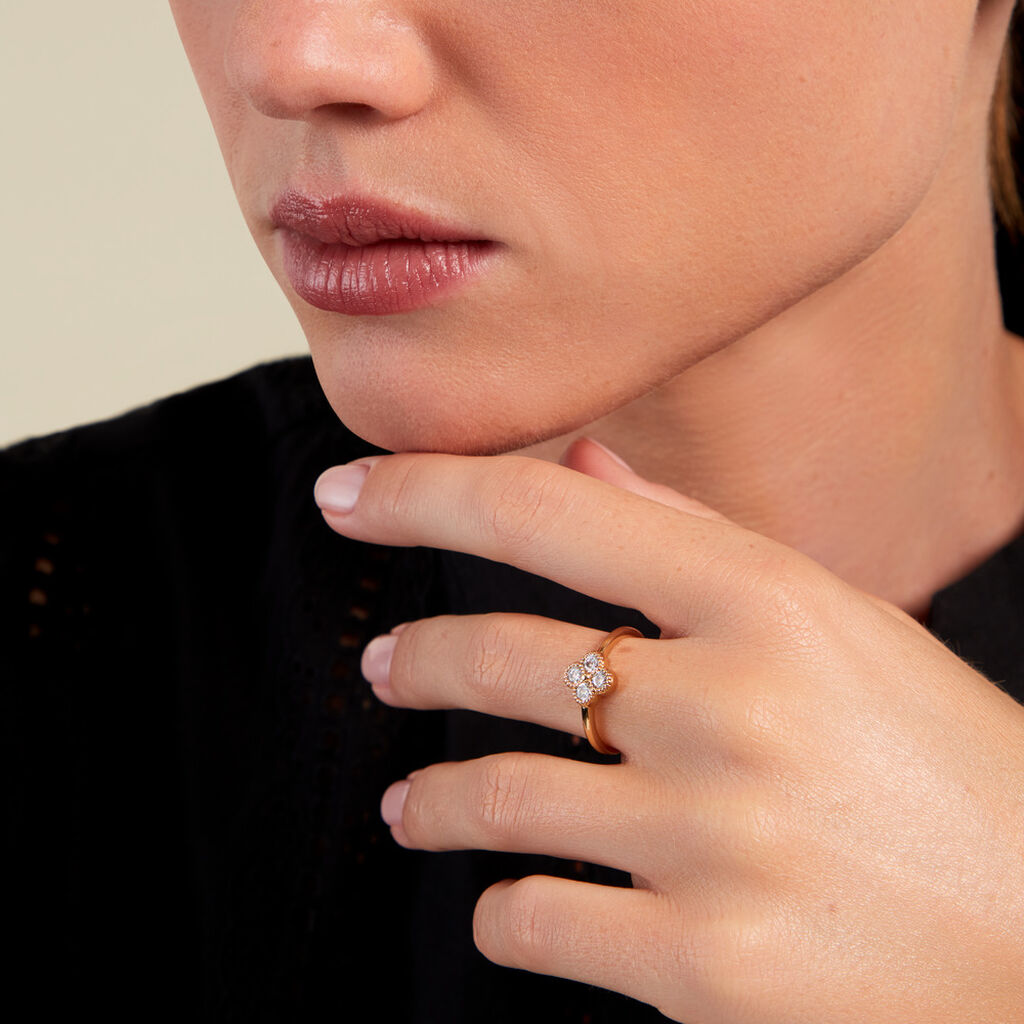 Bague Laurelle Plaqué Or Doré Oxyde De Zirconium - Bagues avec pierre Femme | Histoire d’Or
