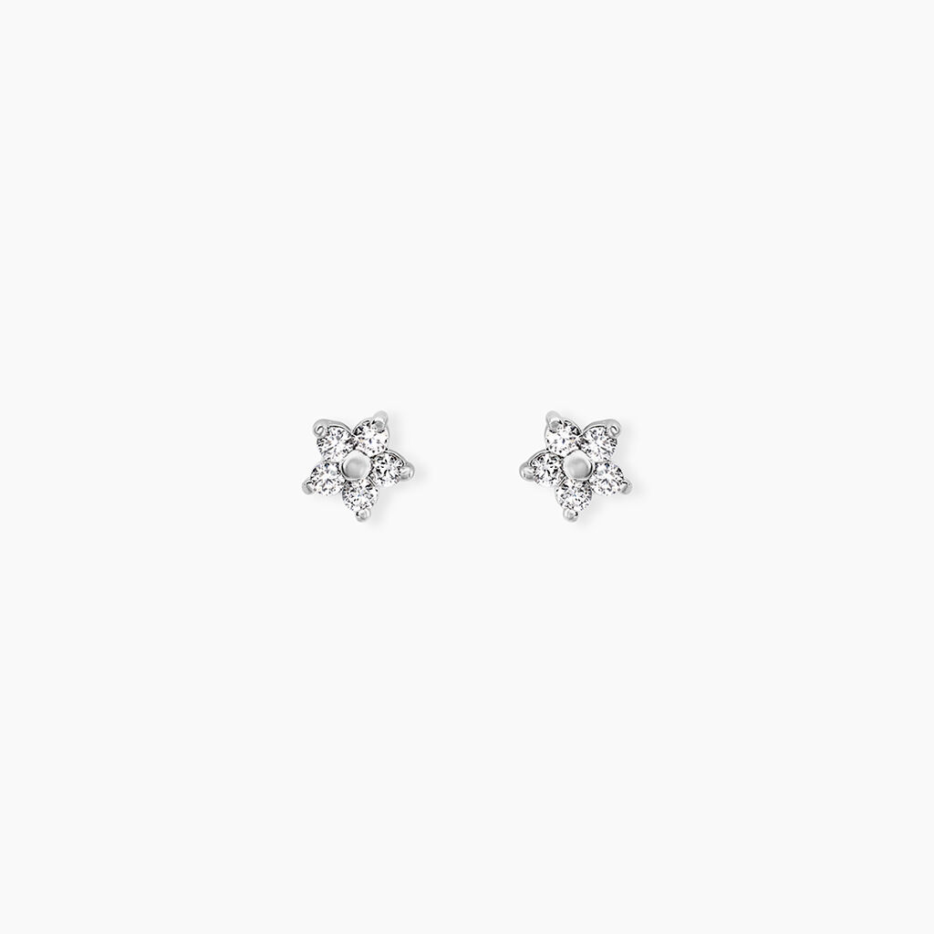 Boucles D'oreilles Puces Meriame Argent Blanc Oxyde De Zirconium - Nouveautés Femme | Histoire d’Or