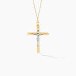 Pendentif Damian Croix Or Bicolore - Pendentifs Bapt&ecirc;me Famille | Histoire d&rsquo;Or