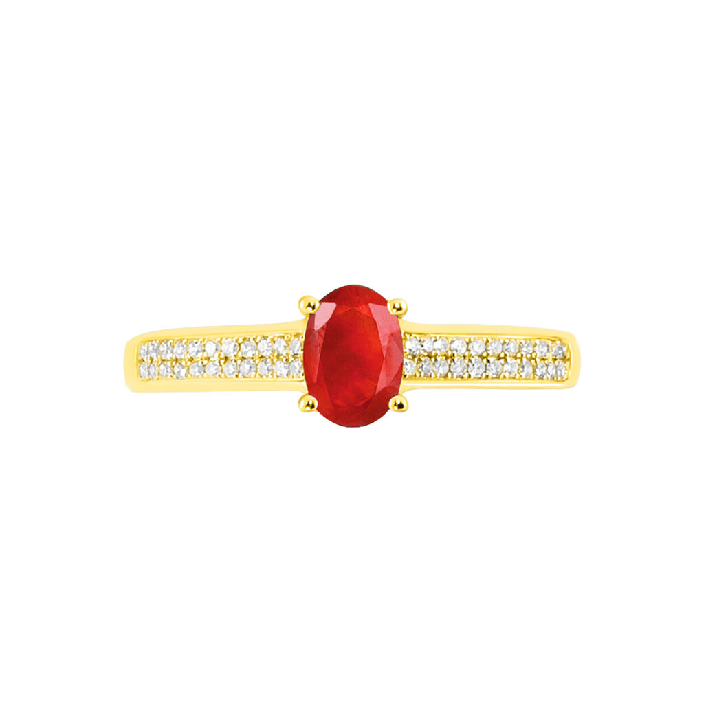 Bague Crista Or Jaune Rubis Et Diamant - Bagues solitaires Femme | Histoire d&rsquo;Or