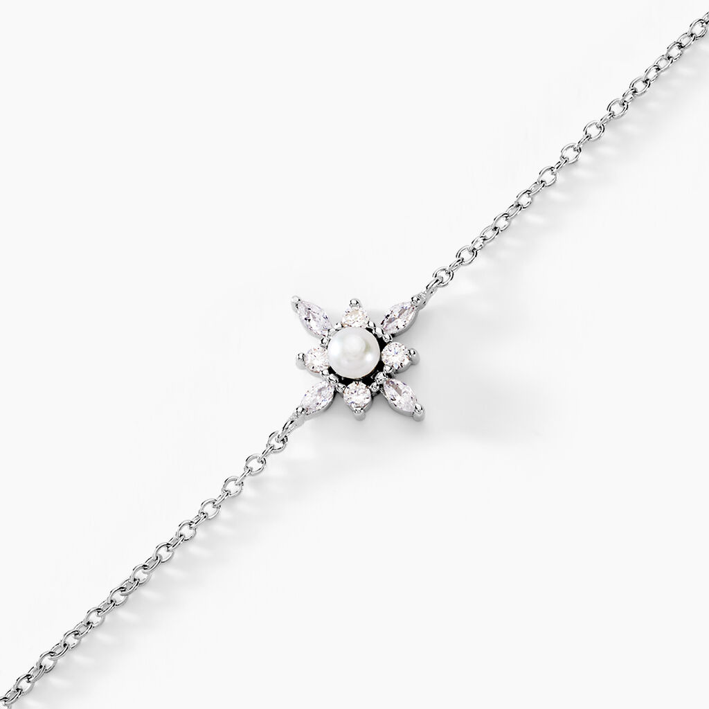 Bracelet Rhoda Argent Blanc Perle De Culture Oxyde De Zirconium - Bracelets Femme | Histoire d’Or