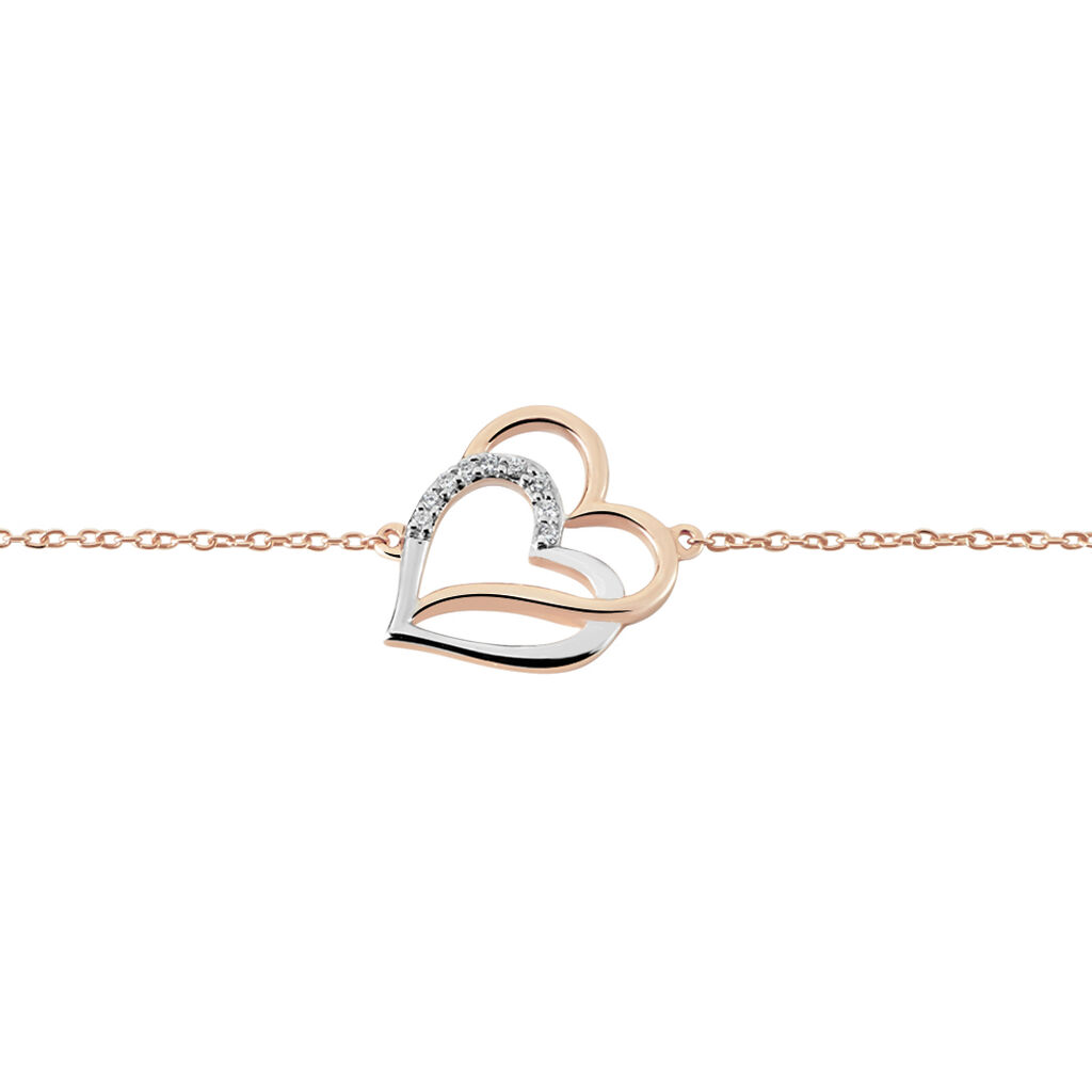 Bracelet Argent Bicolore Serapis Oxydes De Zirconium - Bracelets Coeur Femme | Histoire d’Or