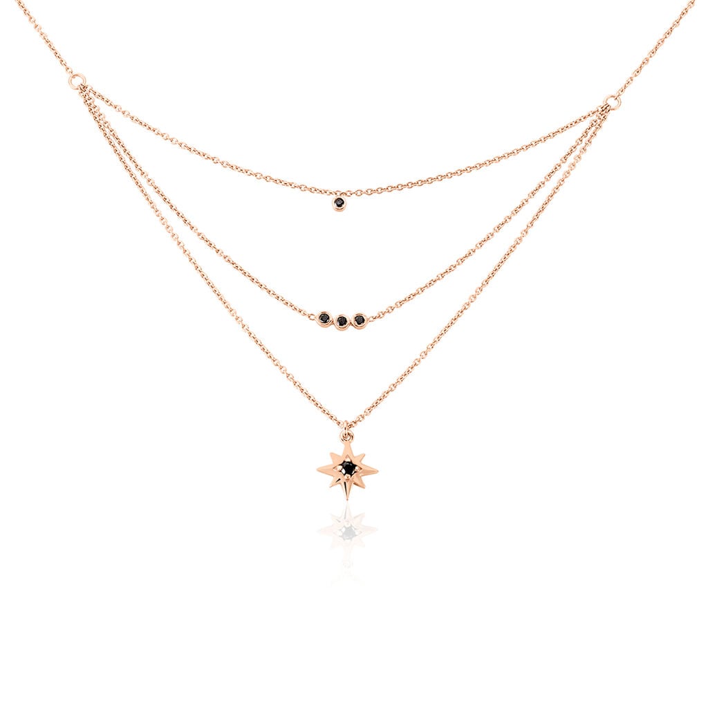 Collier Evora Argent Rose Oxyde De Zirconium - Colliers doubles et triples cha&icirc;nes Femme | Histoire d&rsquo;Or