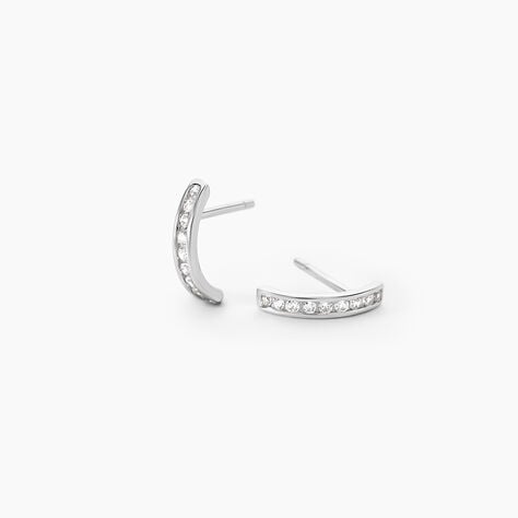 Boucles D'oreilles Puces Elenore Argent Blanc Oxyde De Zirconium - Boucles d'oreilles fantaisie Femme | Histoire d&rsquo;Or