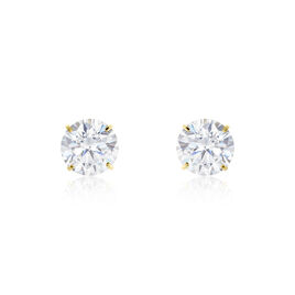Boucles D'oreilles Puces Or Jaune Katherina Oxyde De Zirconium - Clous d'oreilles Femme | Histoire d’Or