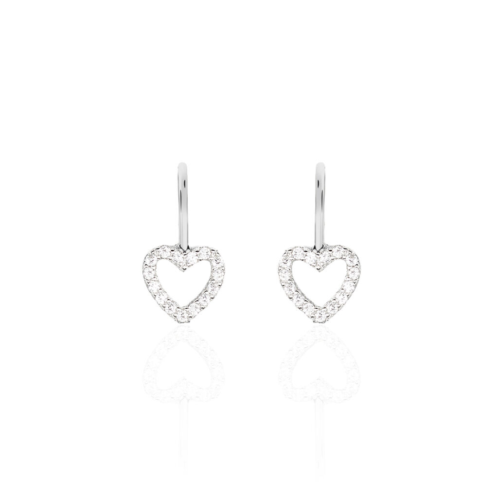 Boucles D'oreilles Pendantes Elisene Argent Blanc Oxyde De Zirconium - Boucles d'oreilles fantaisie Femme | Histoire d’Or