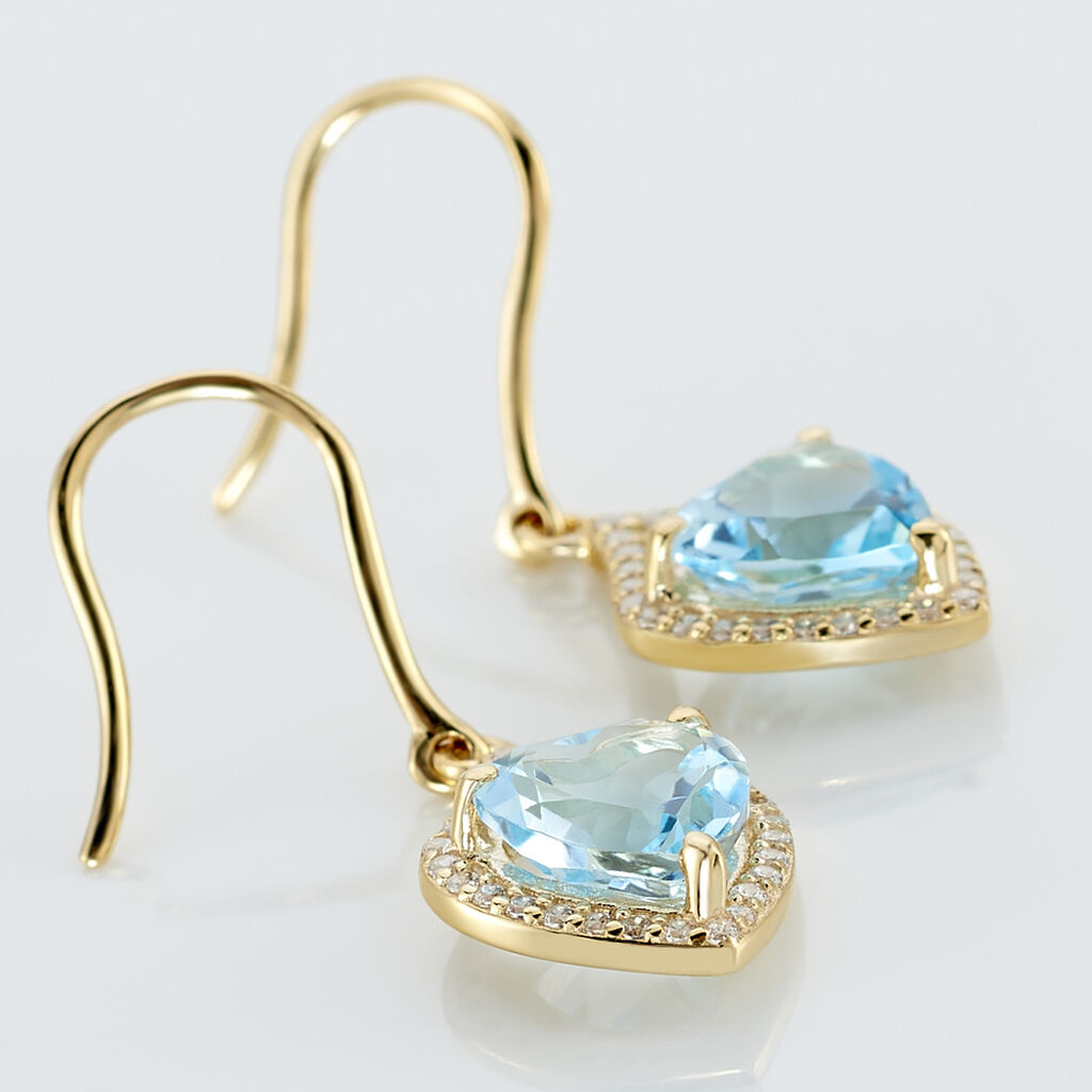 Boucles D'oreilles Pendantes Rosaline Or Jaune Topaze Et Oxyde - Boucles d'oreilles pendantes Femme | Histoire d&rsquo;Or