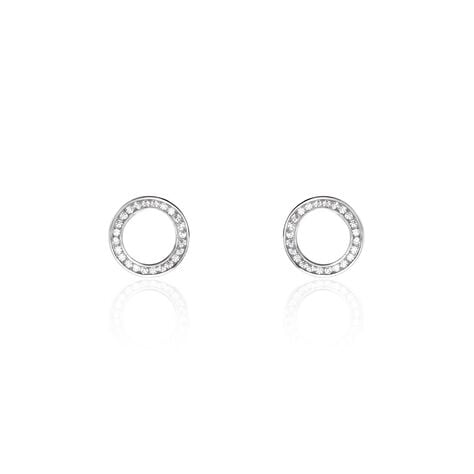 Boucles D'oreilles Puces Prisco Argent Blanc Oxyde De Zirconium - Boucles d'oreilles fantaisie Femme | Histoire d’Or