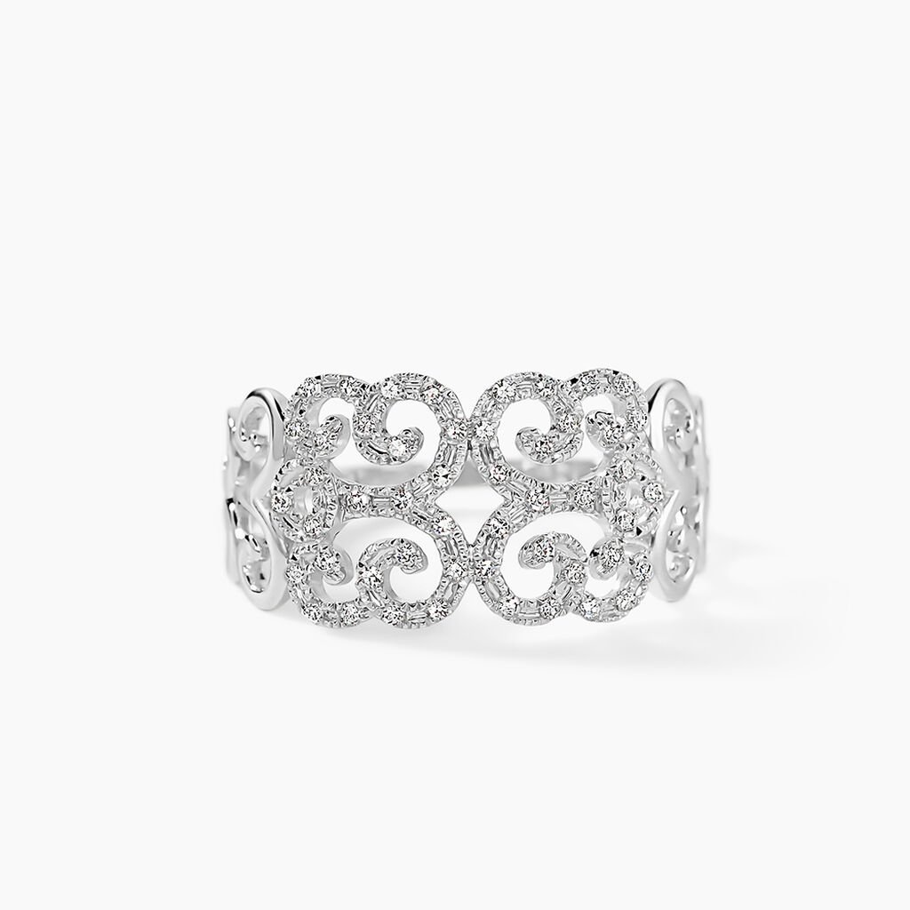 Bague Arabesque Or Blanc Diamant - Bagues avec pierre Femme | Histoire d&rsquo;Or
