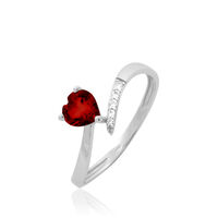 Bague Eva Or Blanc Grenat Et Diamant