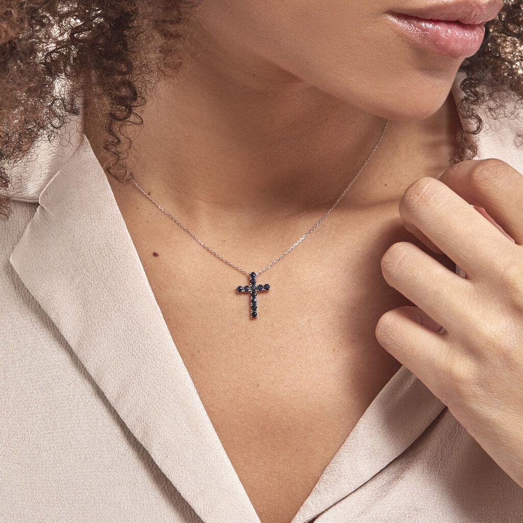 Pendentif Or Blanc Raynald Saphir - Pendentifs Femme | Histoire d’Or