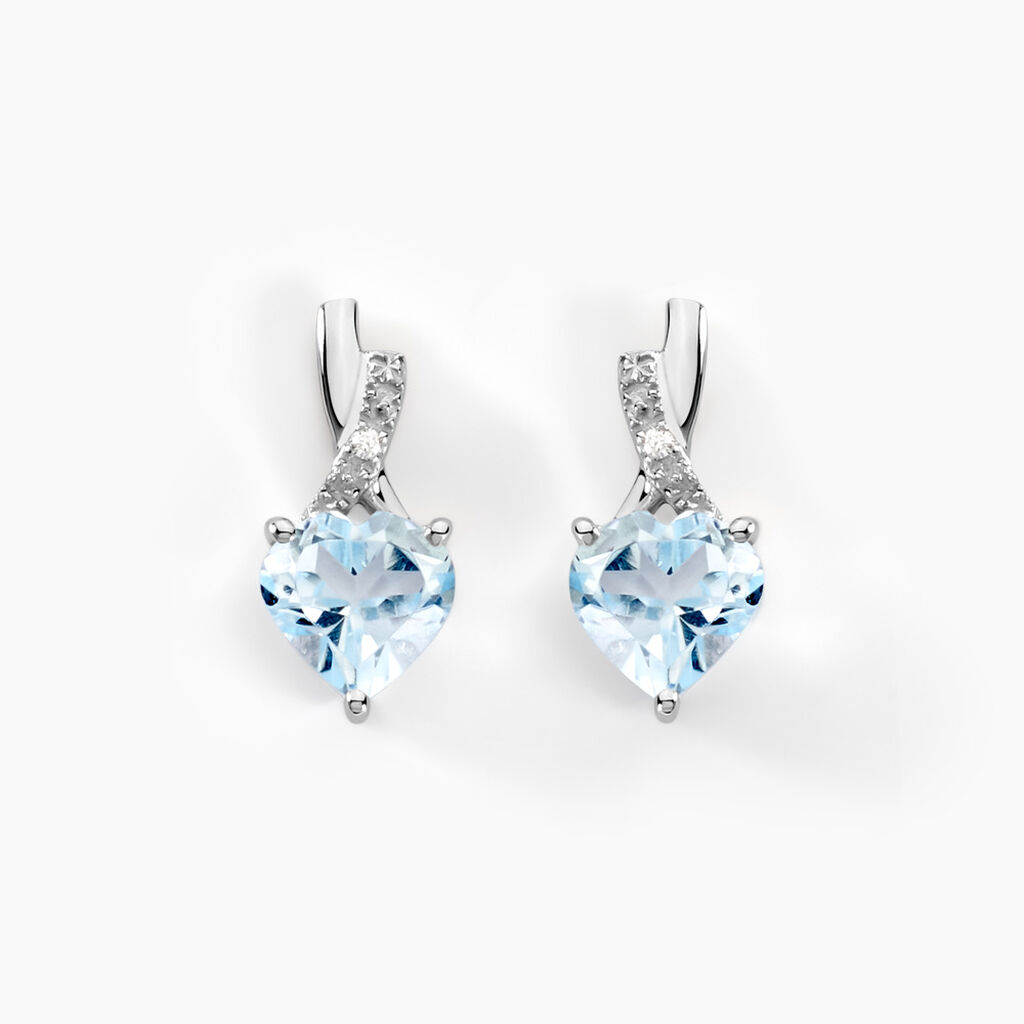 Boucles D'oreilles Or Blanc Clothilde Topazes Oxydes - Clous d'oreilles Femme | Histoire d&rsquo;Or