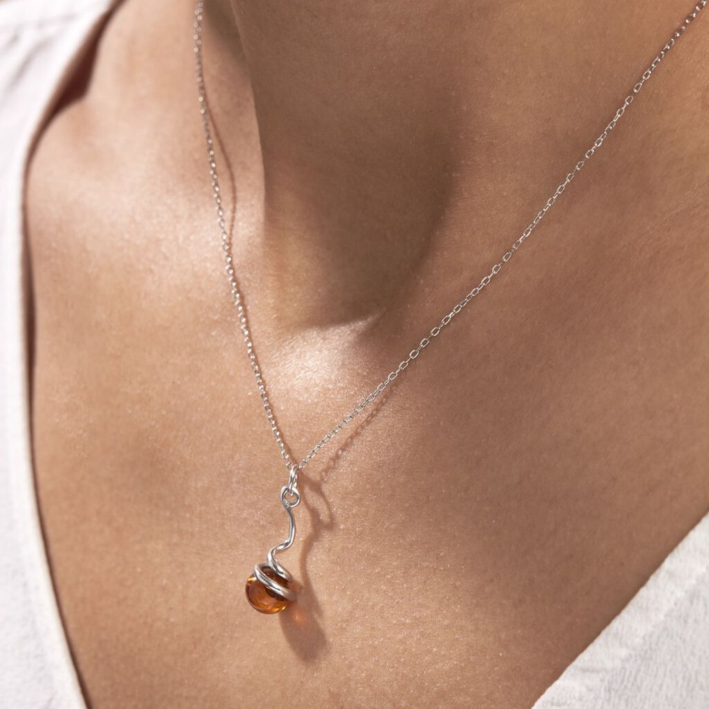 Collier Famata Argent Blanc Ambre - Colliers fantaisie Femme | Histoire d’Or