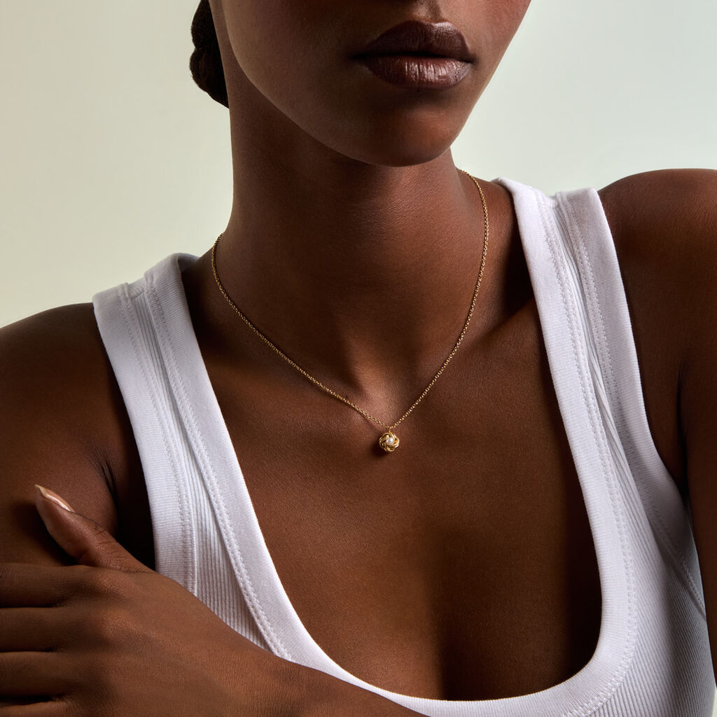 Collier Carolane Argent Dor&eacute; A L'Or 750/1000 Perle De Culture - Colliers Femme | Histoire d&rsquo;Or