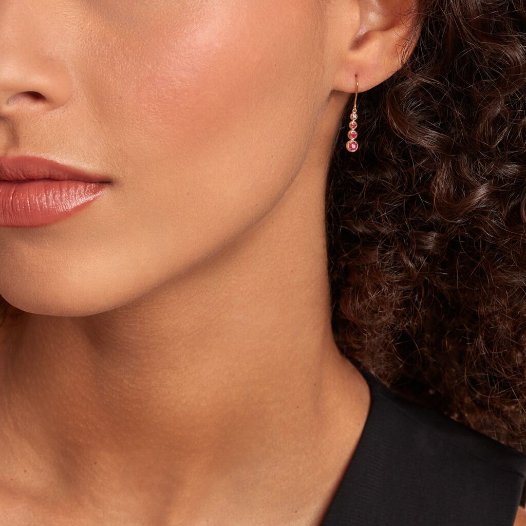 Boucles D'oreilles Pendantes Josephine Or Jaune Rubis - Boucles d'oreilles pendantes Femme | Histoire d’Or