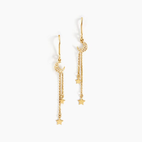 Boucles D'oreilles Pendantes Stellar Or Jaune Oxyde De Zirconium - Boucles d'oreilles pendantes Femme | Histoire d&rsquo;Or