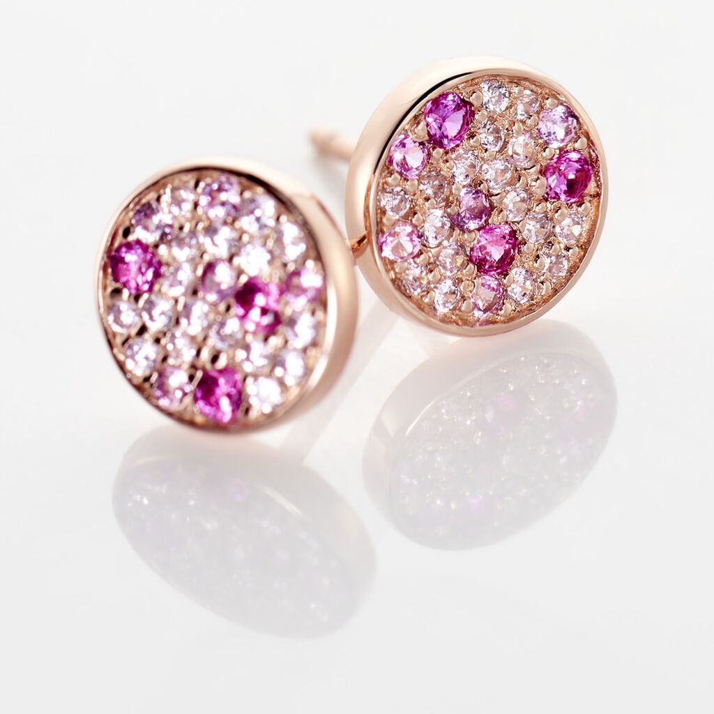 Boucles D'oreilles Puces Nelig Argent Rose Oxyde De Zirconium - Boucles d'oreilles fantaisie Femme | Histoire d’Or