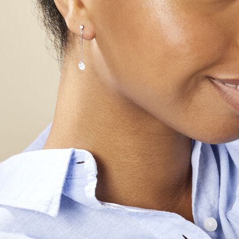 Boucles D'oreilles Pendantes Regane Or Blanc Oxyde De Zirconium - Boucles d'oreilles pendantes Femme | Histoire d’Or