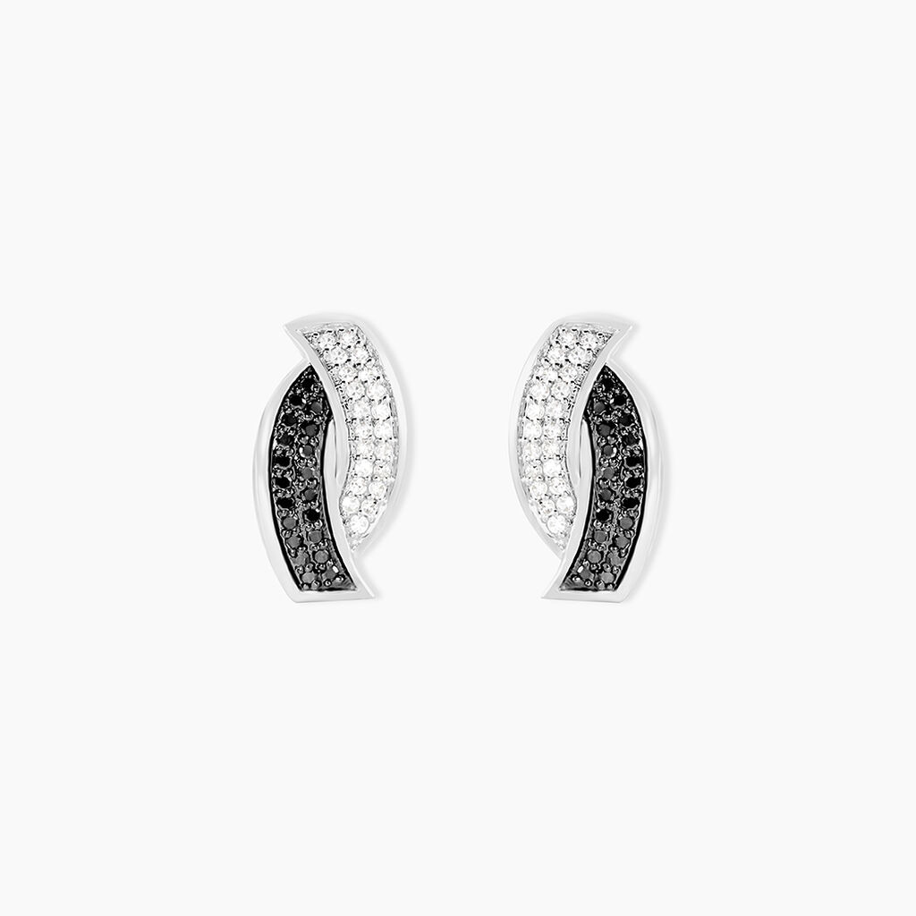 Boucles D'oreilles Puces Oia Or Blanc Diamant - Clous d'oreilles Femme | Histoire d’Or