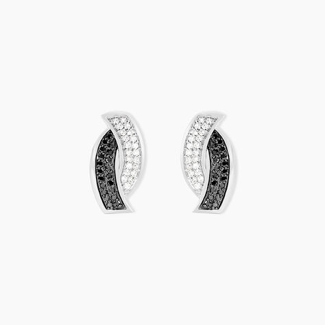 Boucles D'oreilles Puces Oia Or Blanc Diamant - Clous d'oreilles Femme | Histoire d’Or