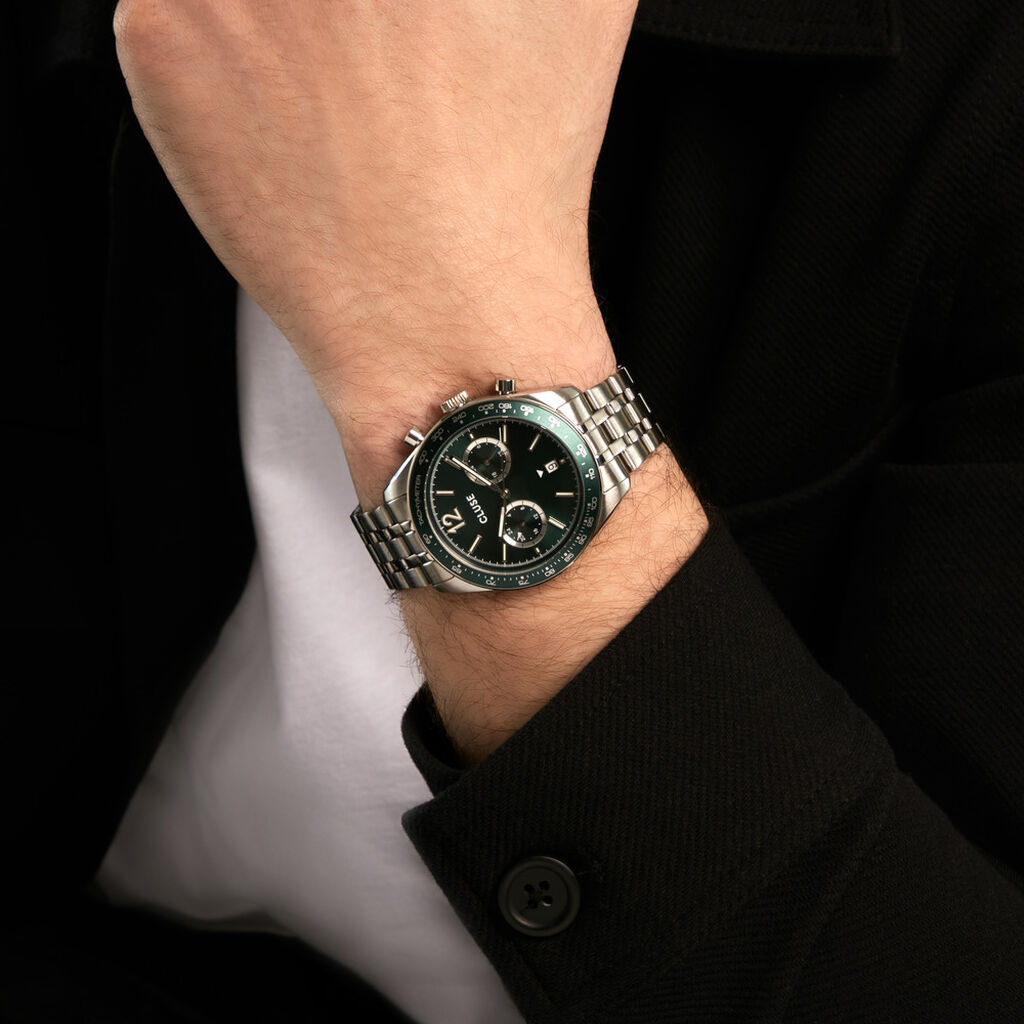Montre Cluse Aravis Dual Timer Vert - F&ecirc;te des p&egrave;res Homme | Histoire d&rsquo;Or