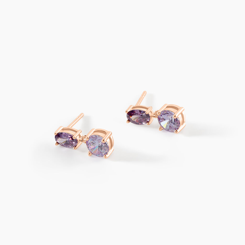 Boucles D'oreilles Pendantes Argent Rose Brenna Oxydes De Zirconium - Boucles d'oreilles fantaisie Femme | Histoire d&rsquo;Or