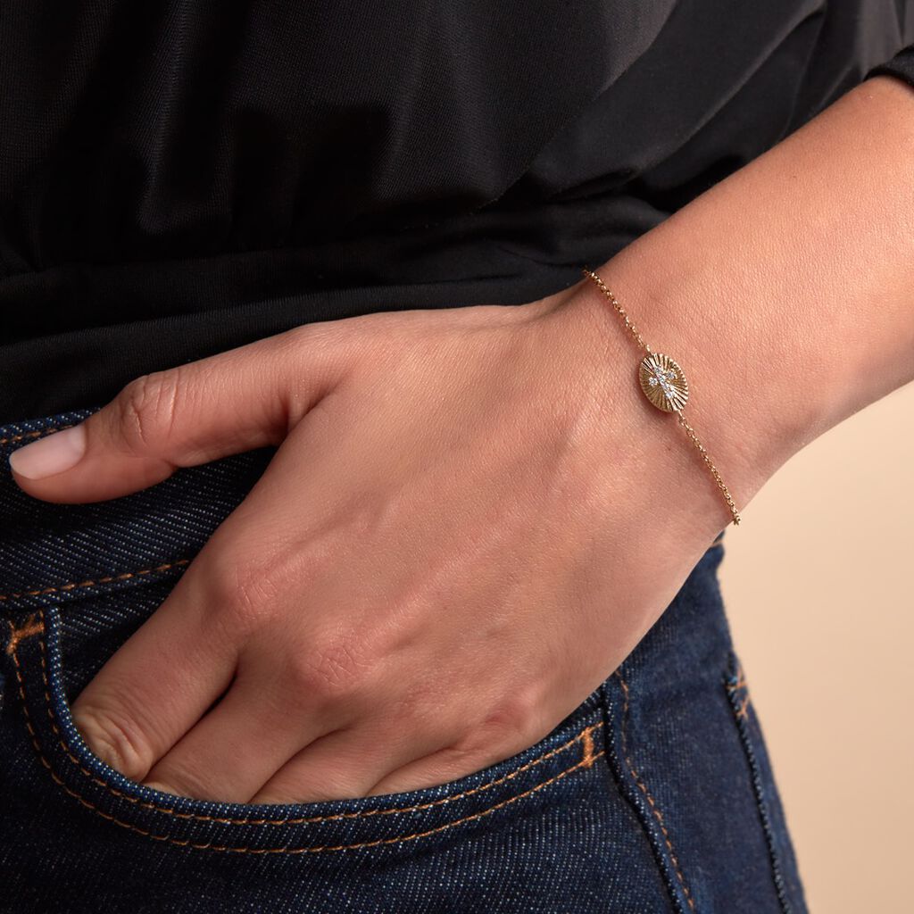Bracelet Embrasement Plaqué Or Jaune Oxyde De Zirconium - Bracelets Femme | Histoire d’Or
