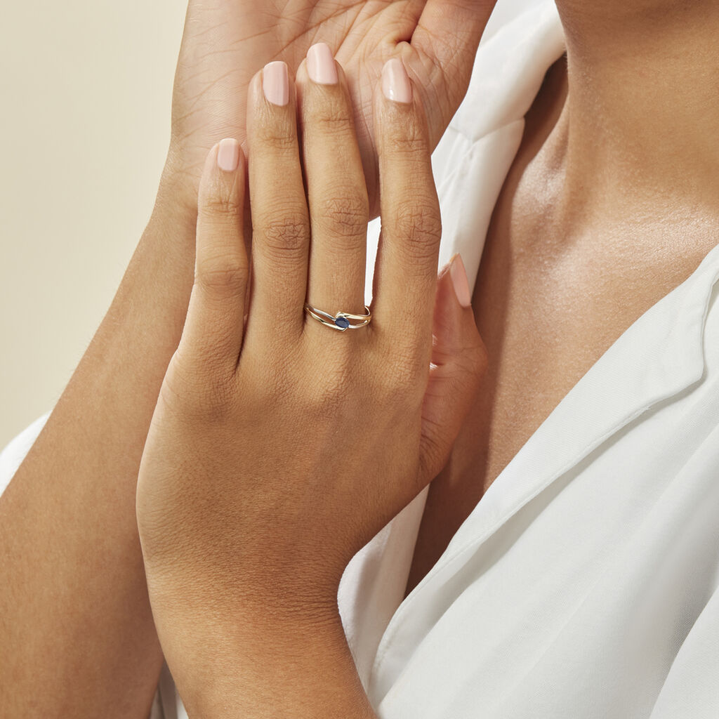 Bague Sylvene Or Bicolore Saphir - Bagues solitaires Femme | Histoire d’Or
