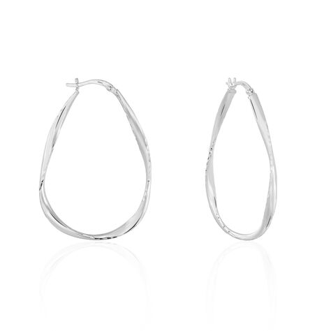 Créoles Argent Blanc Charlie - Boucles d'oreilles créoles Femme | Histoire d’Or