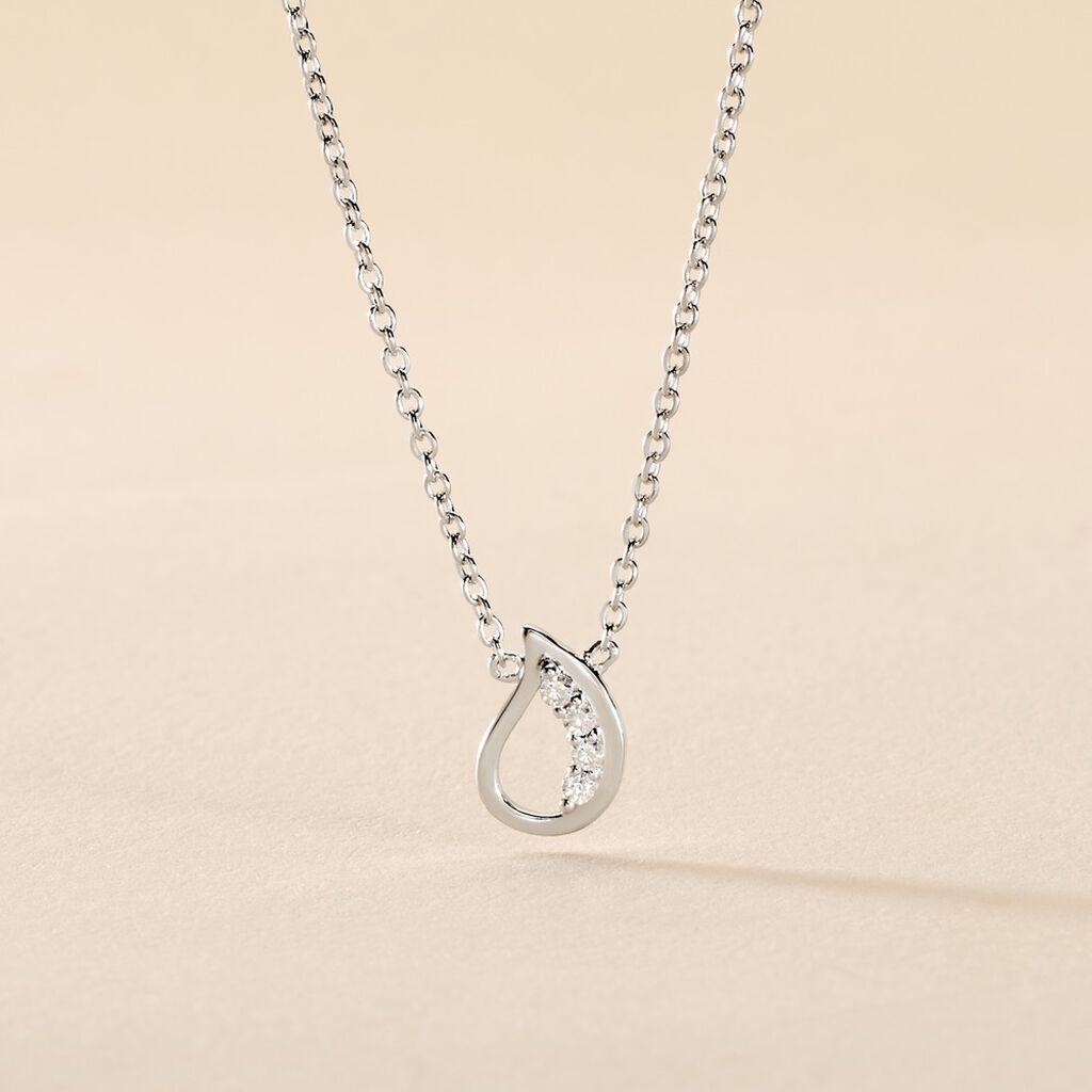 Collier Court Argent Blanc Sylvan Oxyde De Zirconium - Ras de cou Femme | Histoire d&rsquo;Or