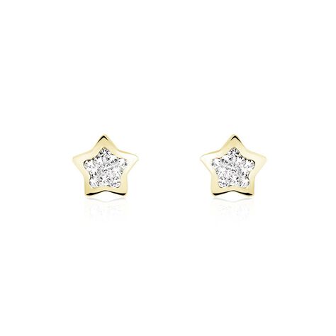 Boucles D'oreilles Puces Elais Etoile 0 Or Jaune Strass - Clous d'oreilles Femme | Histoire d’Or