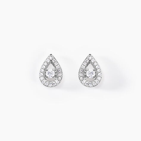 Boucles D'oreilles Puces Domitia Or Blanc Diamant - Clous d'oreilles Femme | Histoire d&rsquo;Or