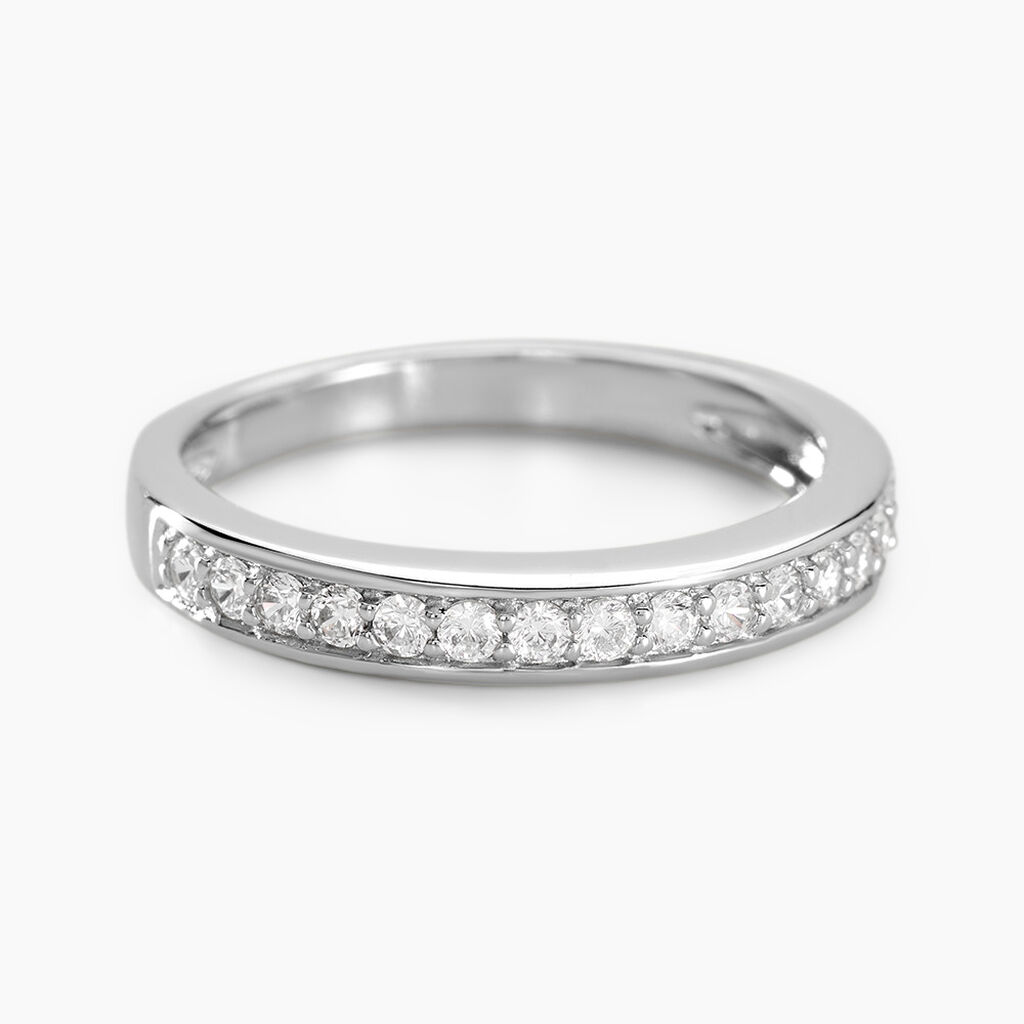 Demi Alliance Heket Argent Blanc Oxyde De Zirconium - Bagues avec pierre Femme | Histoire d’Or