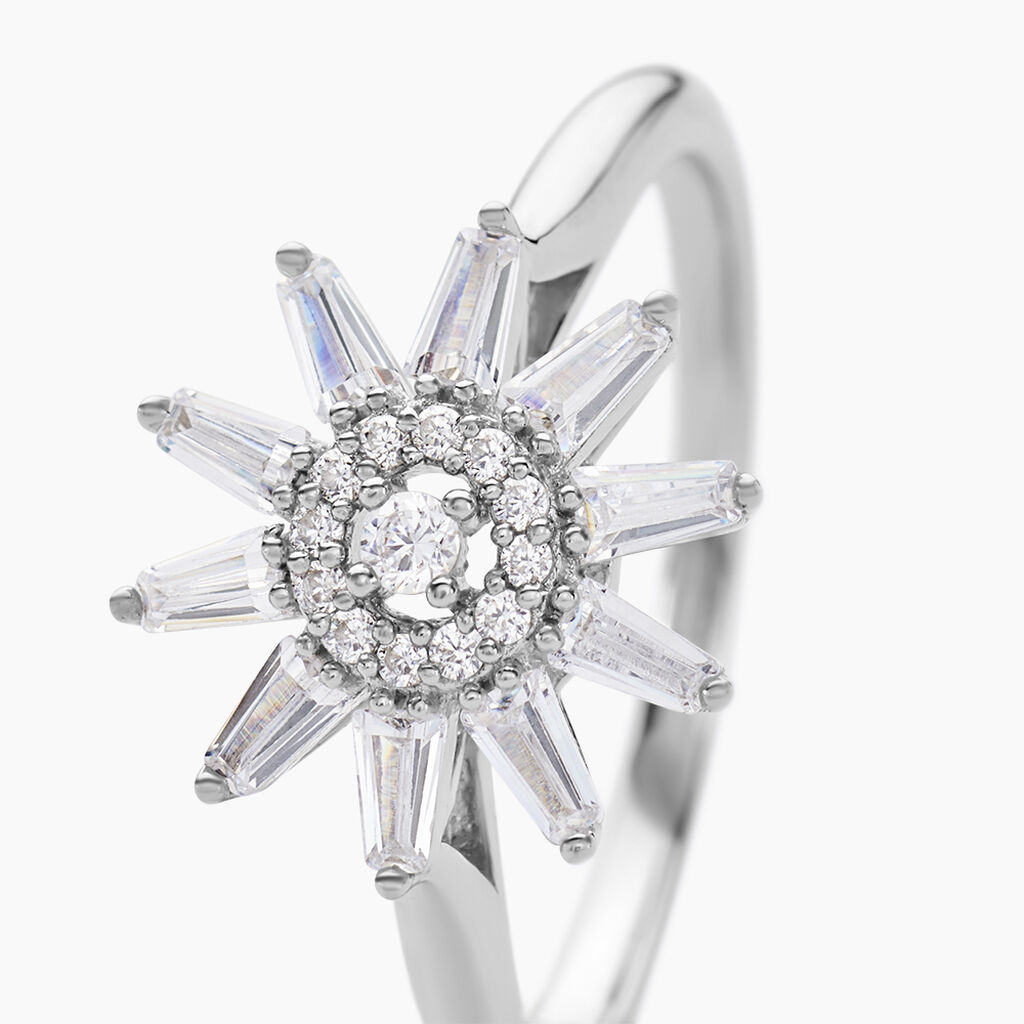 Bague Daisy Argent Blanc Oxyde De Zirconium - Bagues avec pierre Femme | Histoire d&rsquo;Or