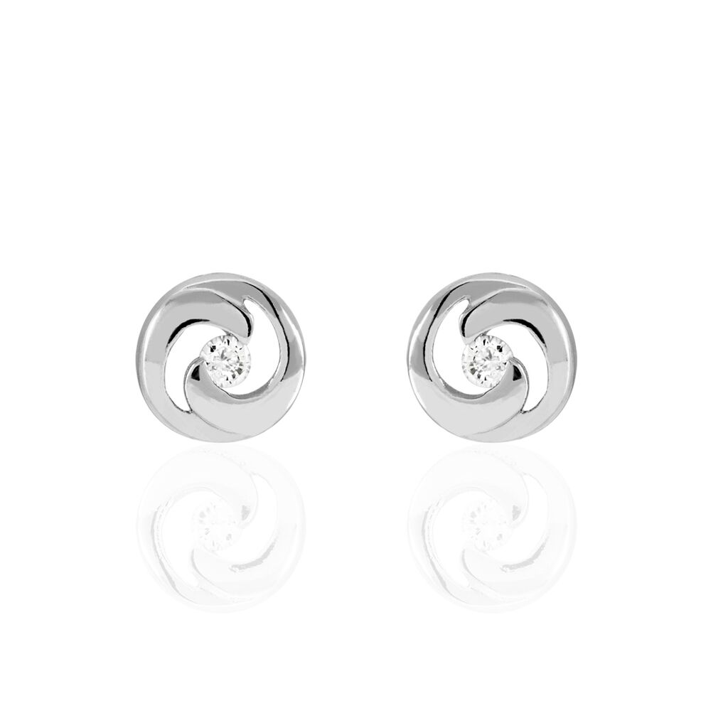 Boucles D'oreilles Puces Anne-andree Argent Blanc Oxyde De Zirconium - Boucles d'oreilles fantaisie Femme | Histoire d’Or