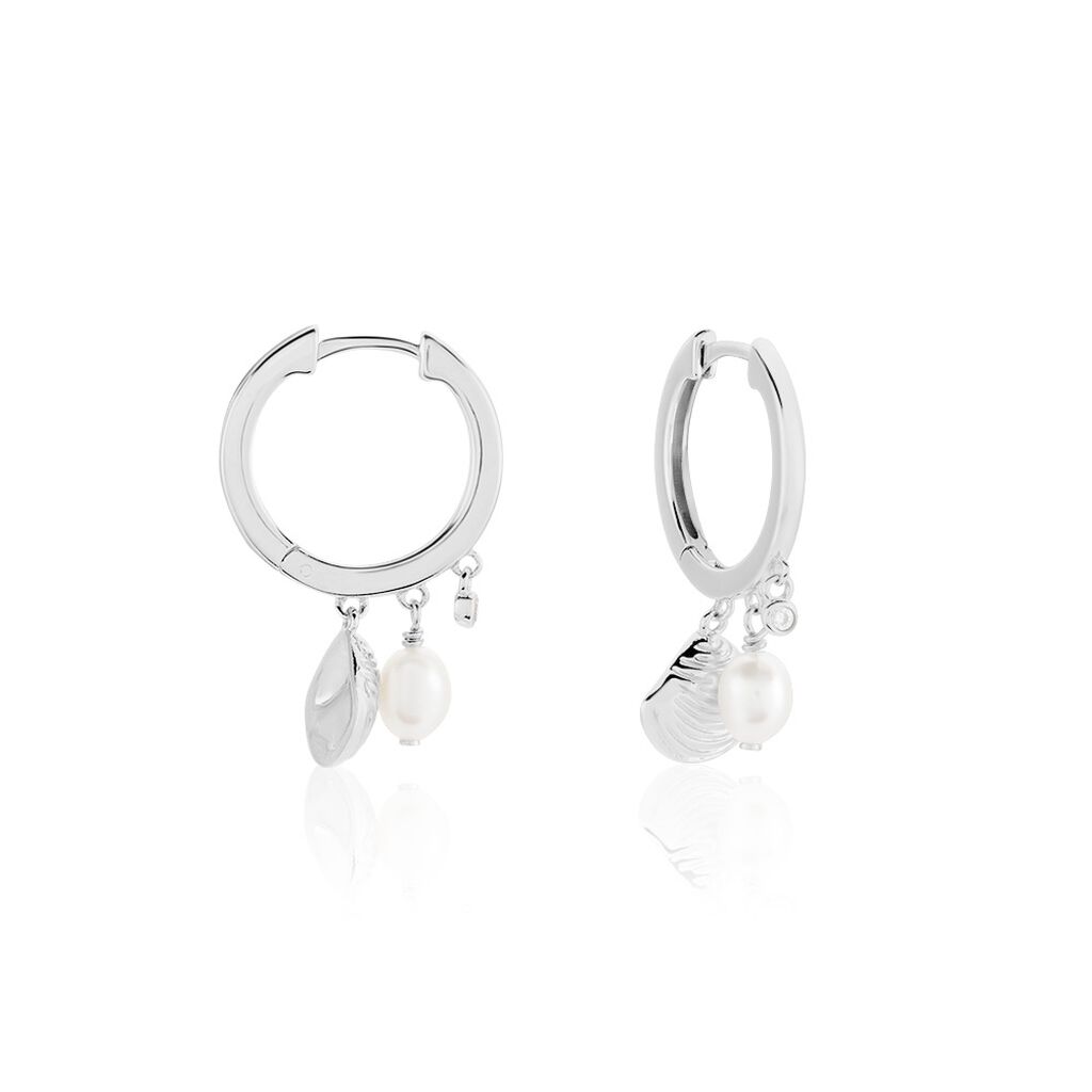 Créoles Shehla Argent Blanc Perle De Culture Oxyde De Zirconium