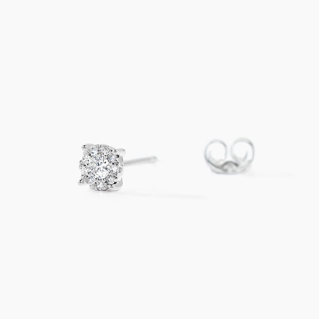 Boucles D'oreilles Puces Artemis Or Blanc Diamant - Clous d'oreilles Femme | Histoire d&rsquo;Or